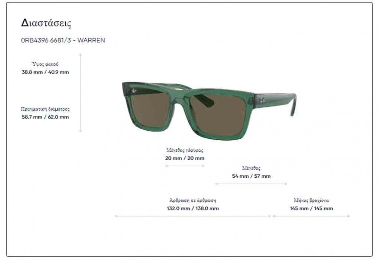 Γυαλιά ηλίου Ray Ban RB 4396 Warren Polarized