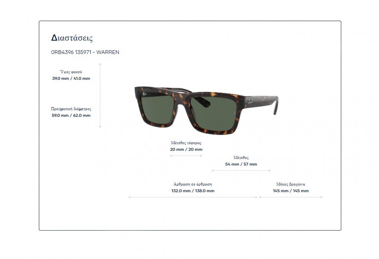 Γυαλιά ηλίου Ray Ban RB 4396  Warren